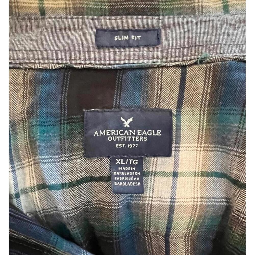 American Eagle Outfitters Slim Fit Plaid Button-Up Shirt XL - Picture 3 of 5